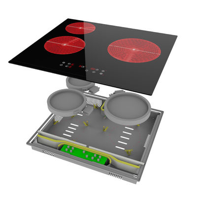 Infrared Built In Ceramic Hob Cooker 5100W Three Burner Touch Control