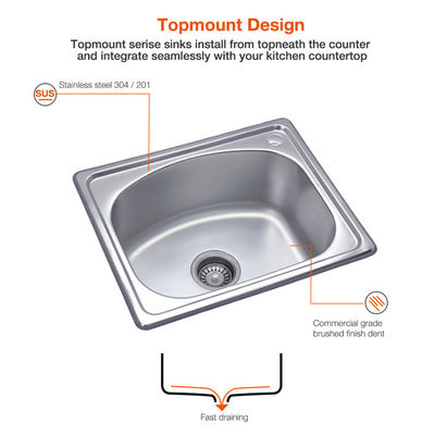 Single Bowl Small 304 Stainless Steel Kitchen Sink Rectangular