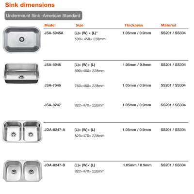 CUPC Certified Quartz Composite Sink Granite 304 Stainless Steel Kitchen Use