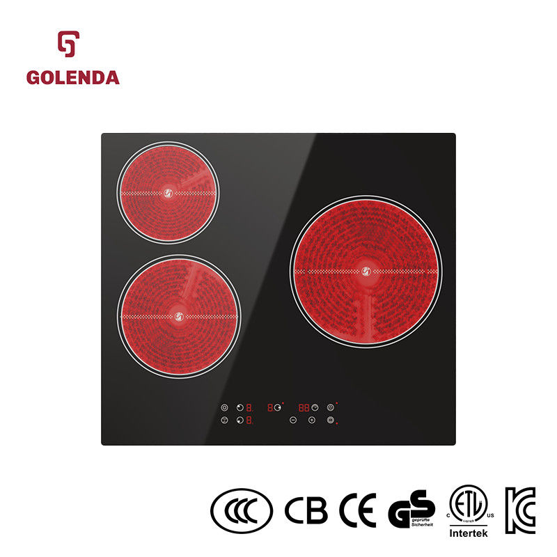 Infrared Built In Ceramic Hob Cooker 5100W Three Burner Touch Control